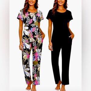Women’s Black & Floral Pajama Set